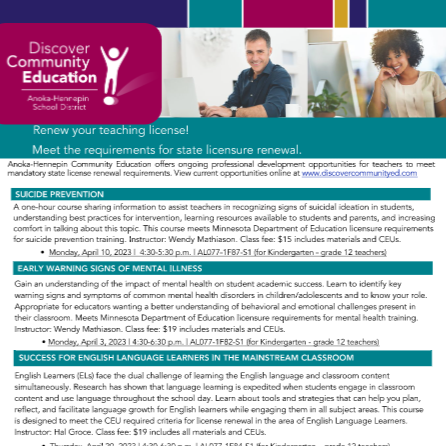  front of professional development flyer